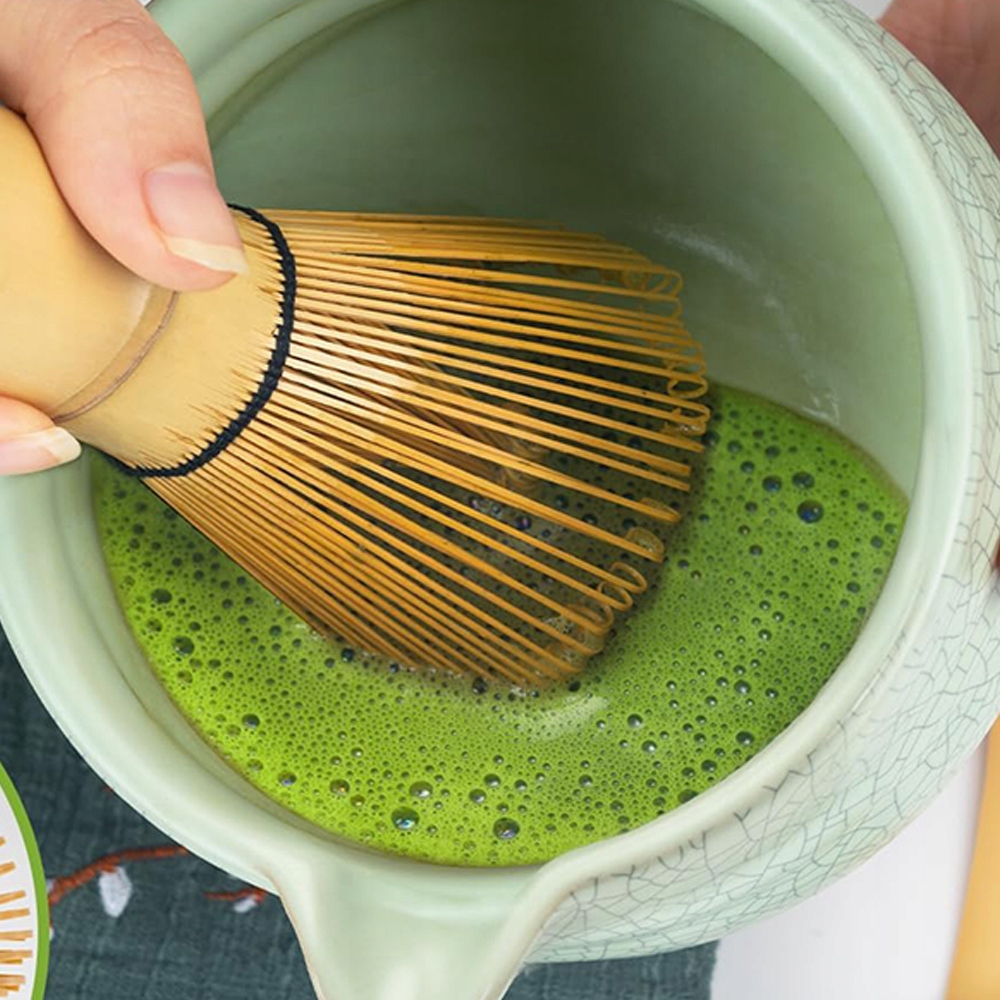 Matcha ruošimo rinkinys su keramika 5w1 su chasen šluotele, matchawan dubenėliu, stovu ir sieteliu
