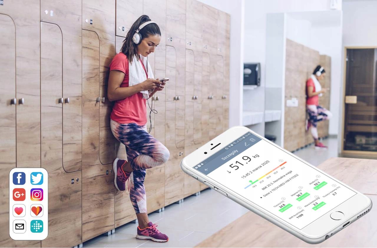 ANALITYCZNA WAGA ŁAZIENKOWA BLUETOOTH 12w1 CZARNA Materiał obudowy szkło