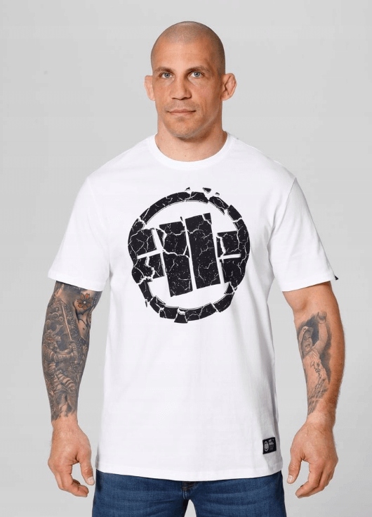 T-shirt Męski Pitbull Scratch Biały bawełniany 170g na trening Mma r. L