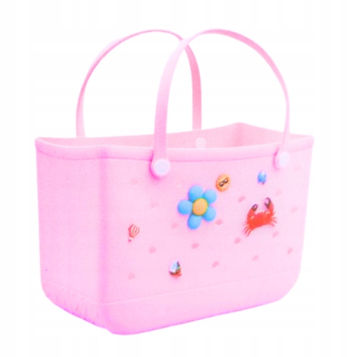 Torba plażowa Torebka na zakupy z przypinkami Lekka Duża Różowa