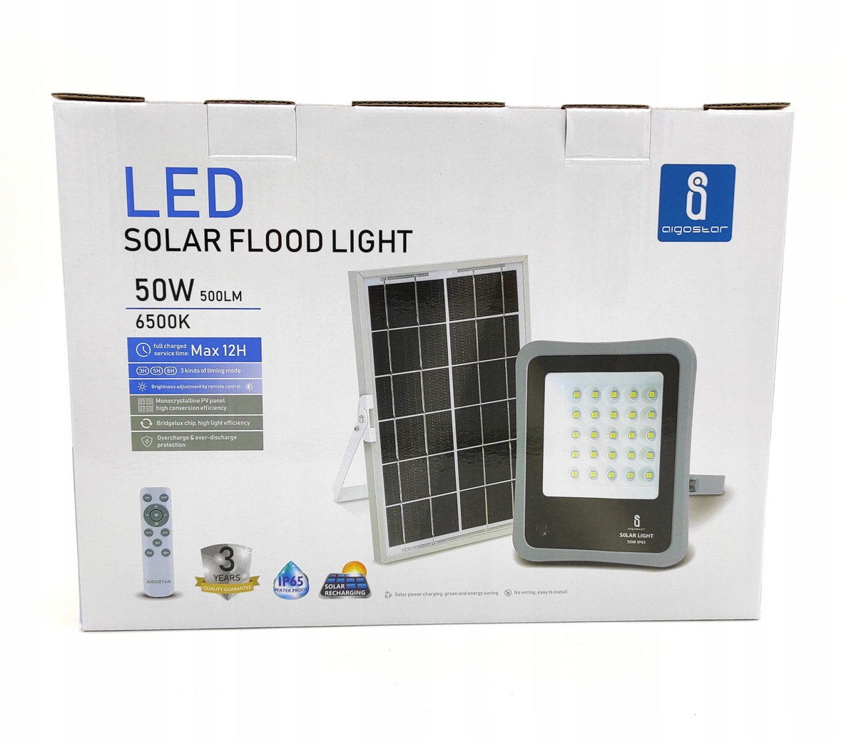 LAMPA LATARNIA HALOGEN LED PANEL SOLARNY 50W PILOT Długość 211 mm