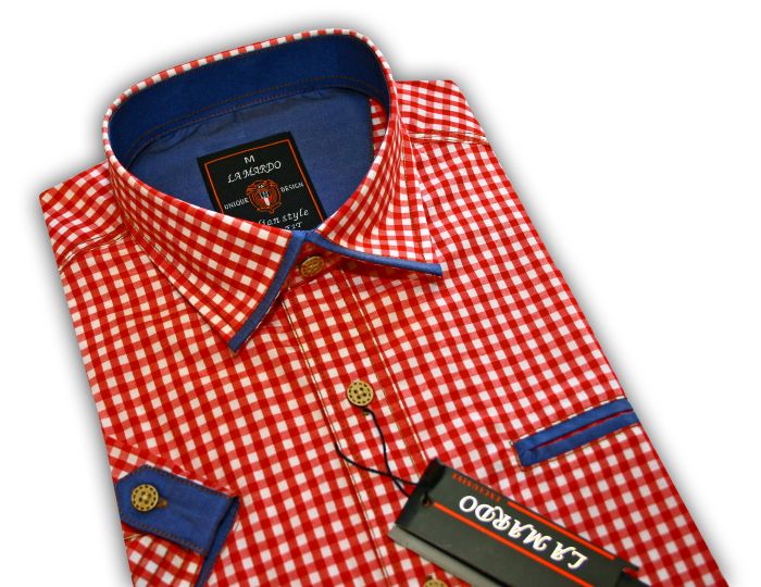 

zb1 Koszula męska krótki slim fit Czerwona L 41/42