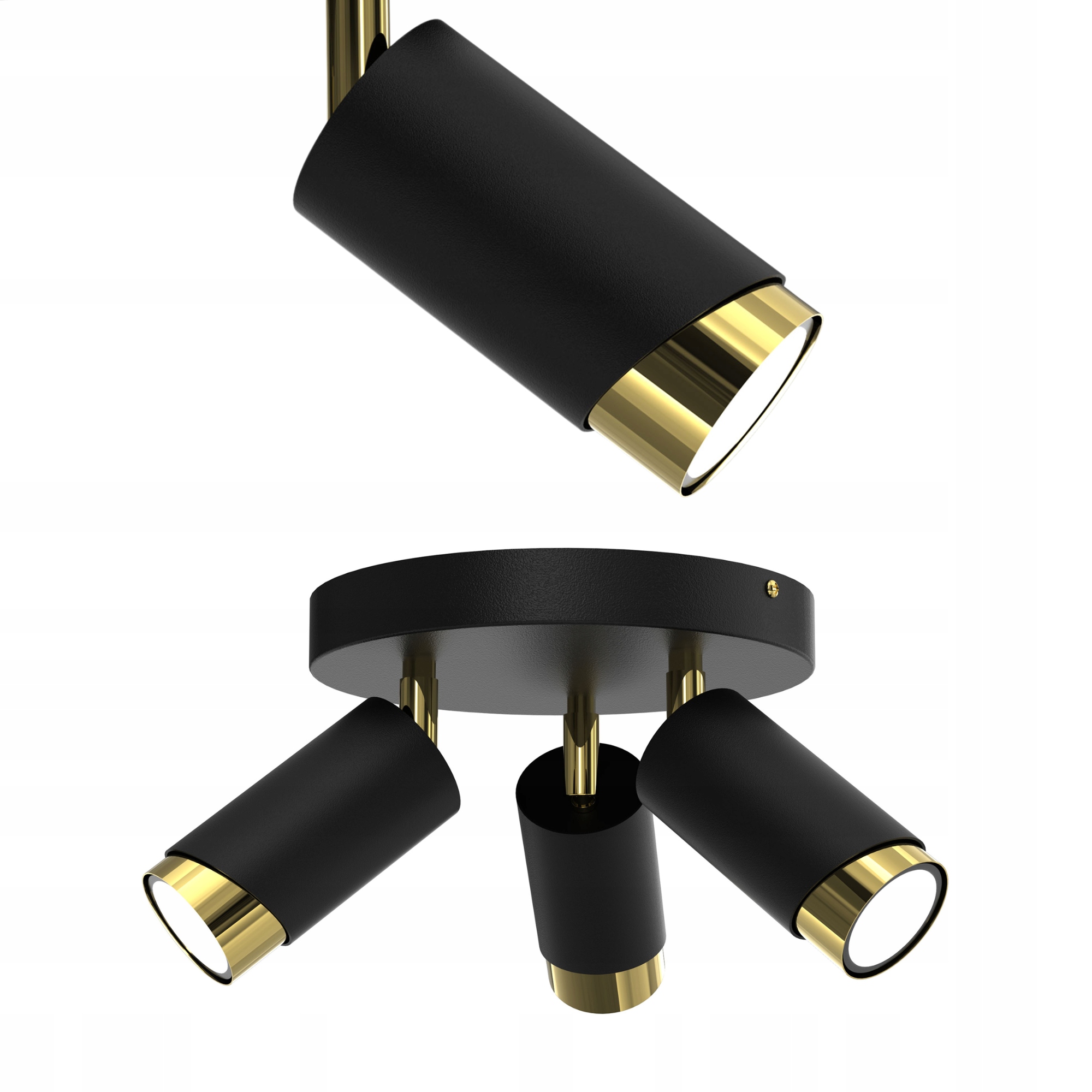 Stropní Svítidlo Reflektor Spot Černá Zlatá Nastavitelná Led GU10 Polská Lampa