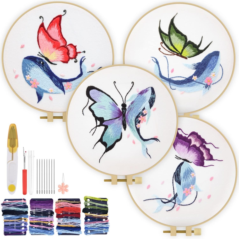 4ks Diy vyšívací sada, wieloryb oceaniczny téma