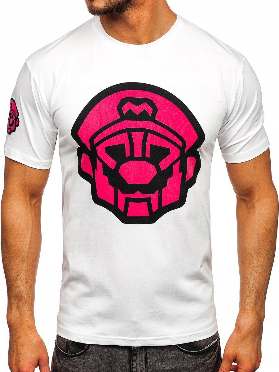 

T-shirt Męski Z Nadrukiem Biały 192366 Rozmiar_l