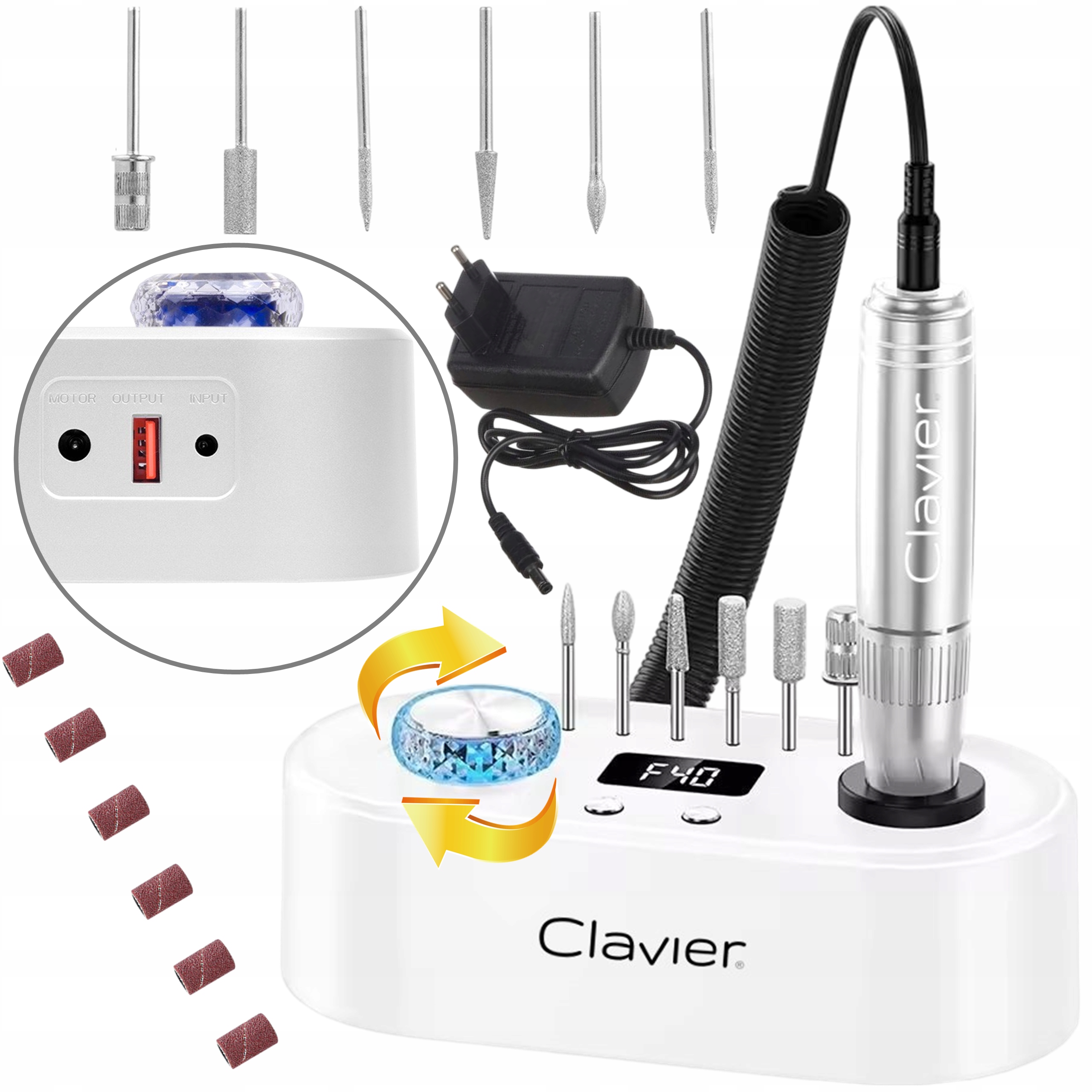 Frezarka do paznokci Fx 750 Clavier manicure, pedicure 65W, white biała