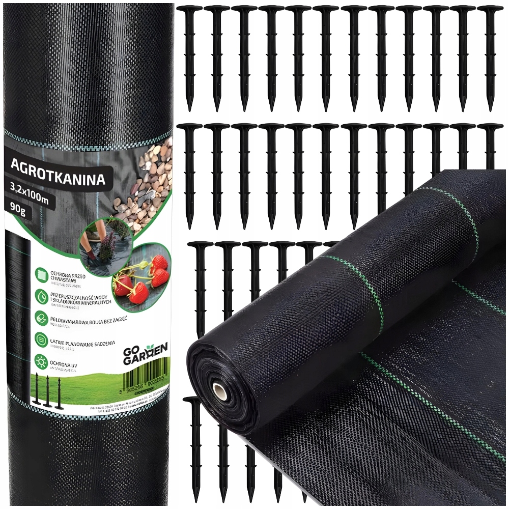 Agrotkanina agrowłóknina ściółkująca przeciw chwastom 3,2x100m 90g szpilki
