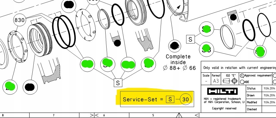 hilti te 3000 AVR serwis set Servicing set TE 3000-AVR