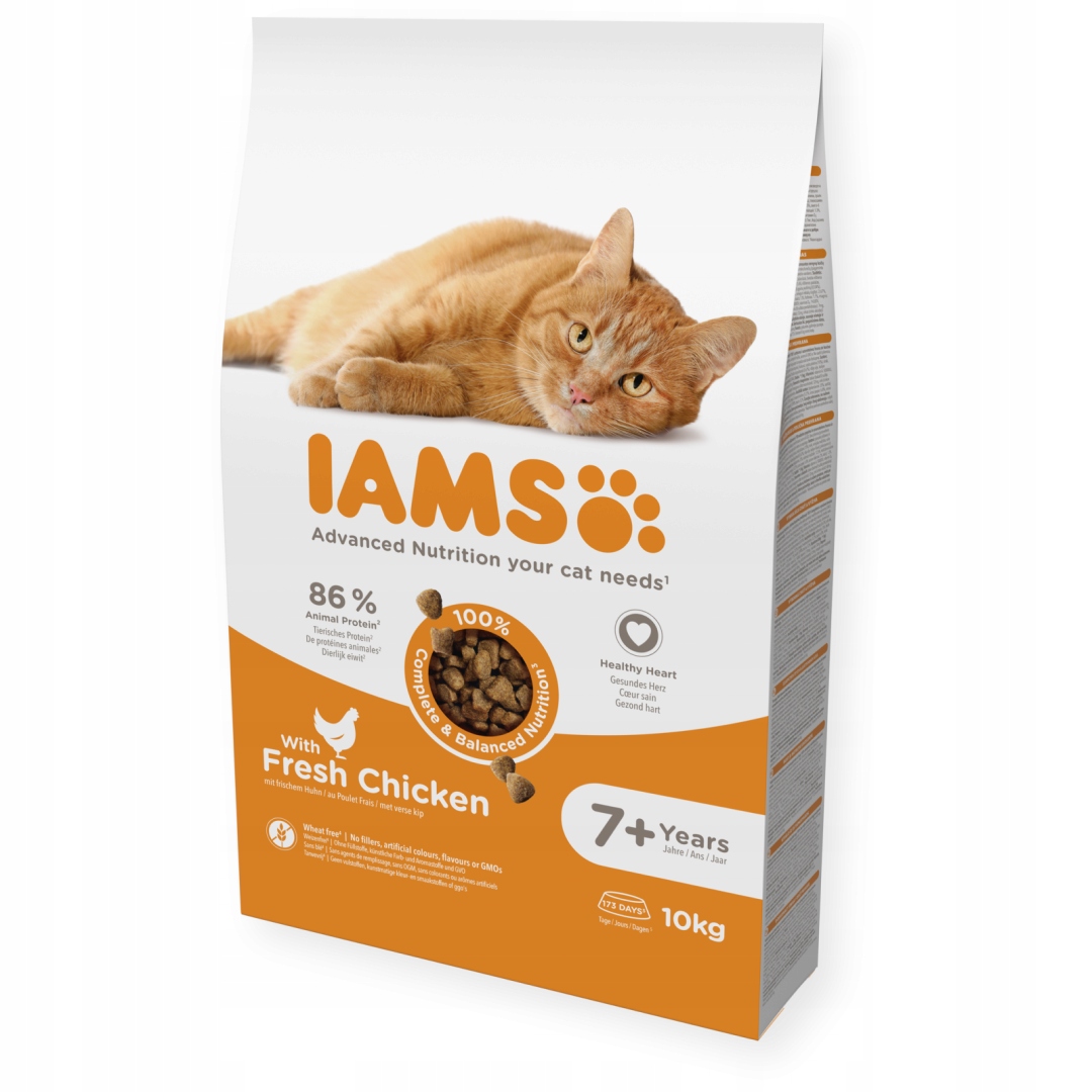 Iams for Vitality Senior 10kg Sucha Karma Dla Starszych Kotów Z Kurczakiem