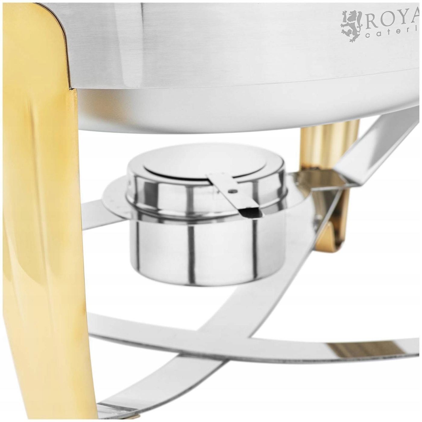 PODGRZEWACZ DO POTRAW - OKRĄGŁY - ZŁOTE AKCENTY - ROLOWANA POKRYWKA - 6 L - Kolor srebrny