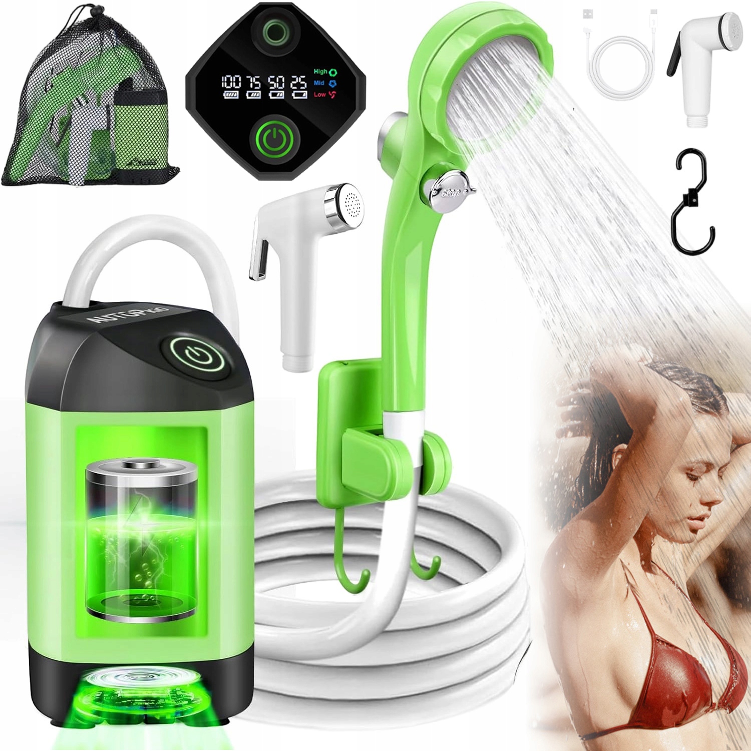 Turistická Sprcha Camping Akumulátor 4800 Mah S Led Displejem