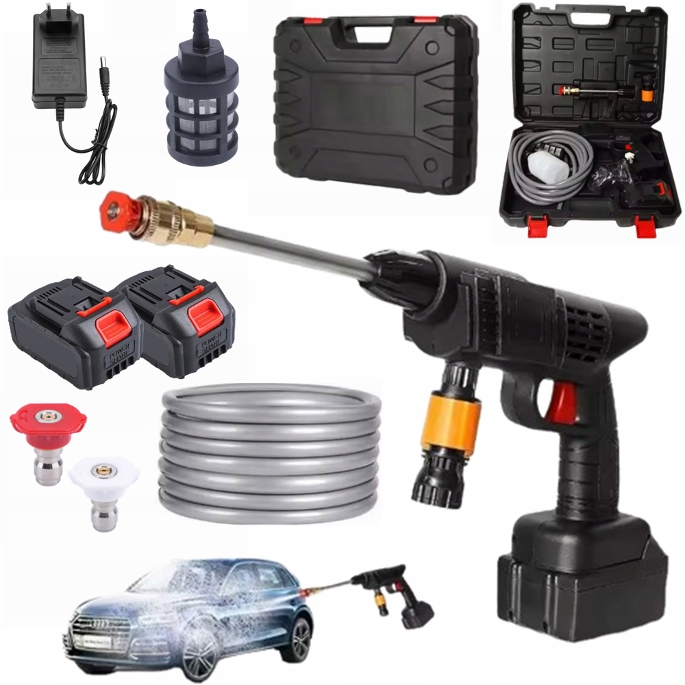 Myjka Ciśnieniowa Akumulatorowa Na Baterie Mocna 1500W 21V 2* Akumulator