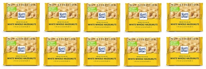 10x 100g Ritter Sport czekolada biała z orzechami laskowymi Karton
