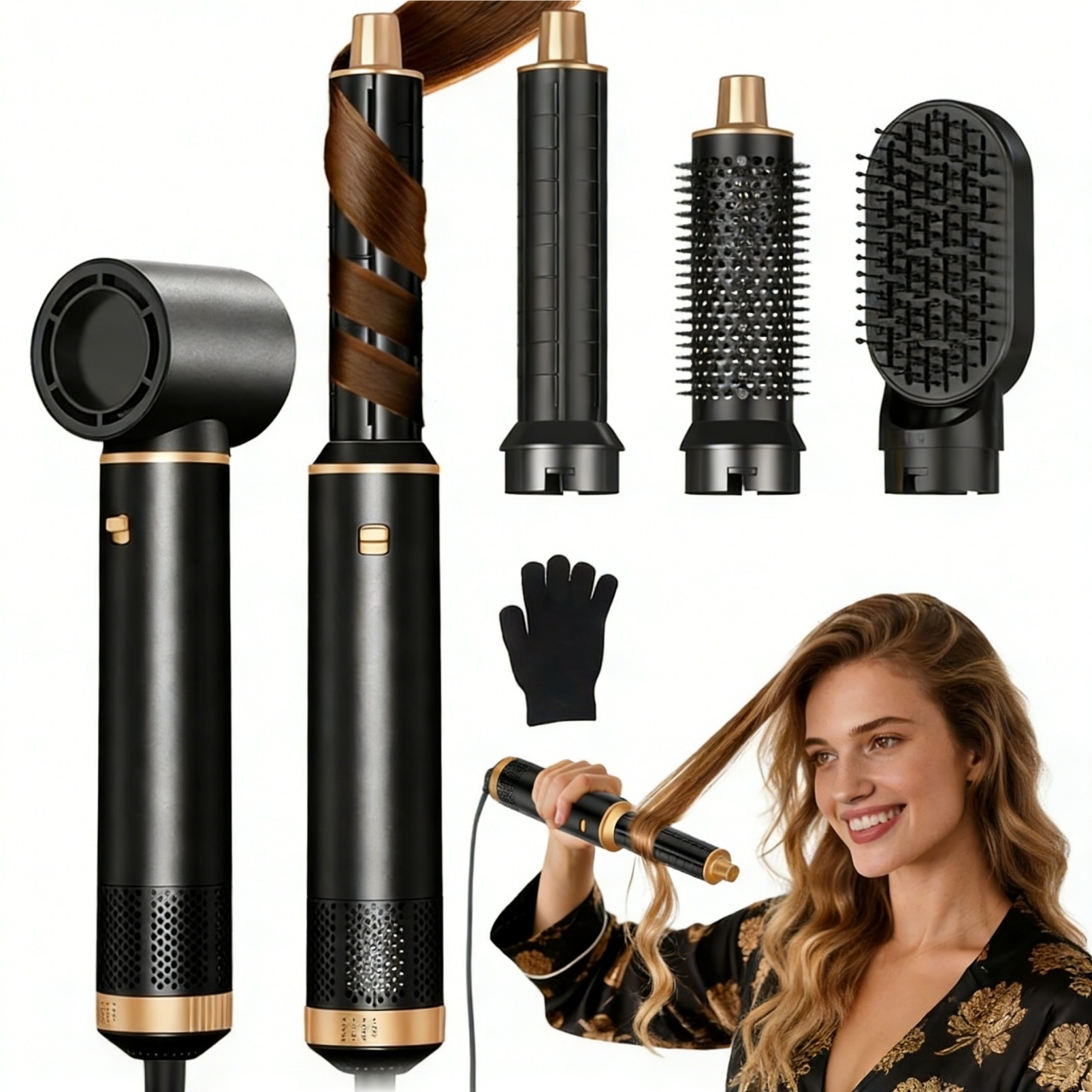 Suszarka Do Włosów Z Lokówką I Prostownicą Technologią Jonów Ujemnych 5w1