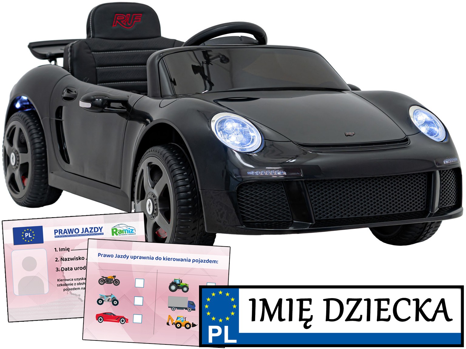 auto dla dzieci na akumulator Ruf CTR3 prawo jazdy Pilot mocny akumulator