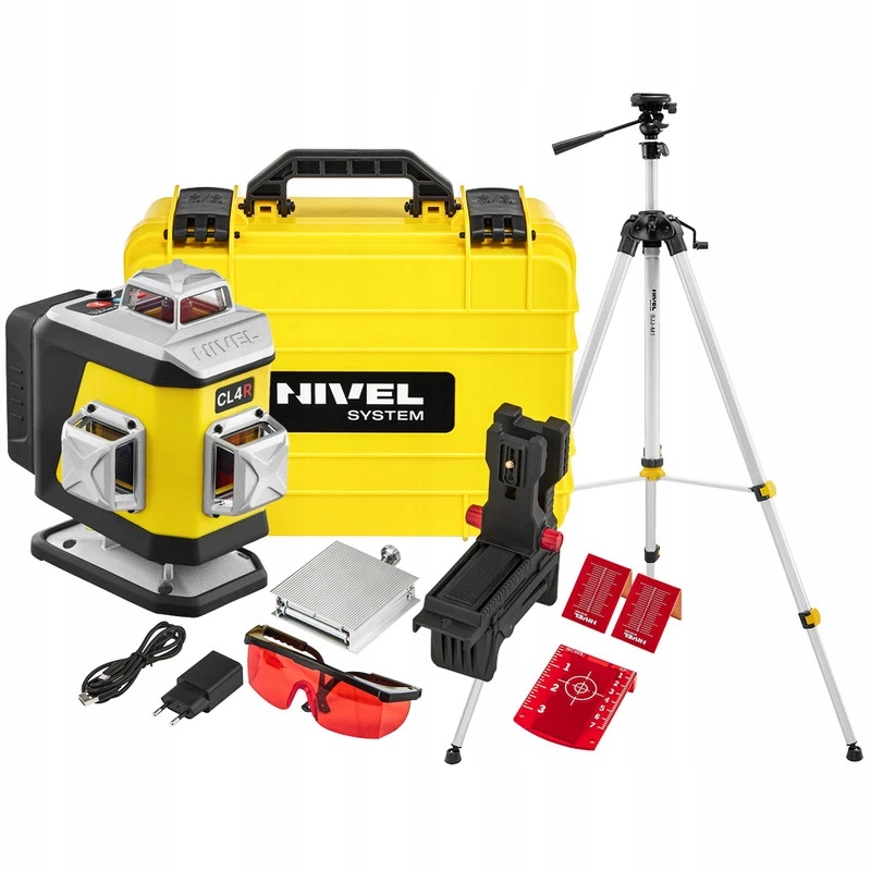 Laser Krzyżowy (czerwony) 4x360 Nivel System CL4R Statyw Zestaw