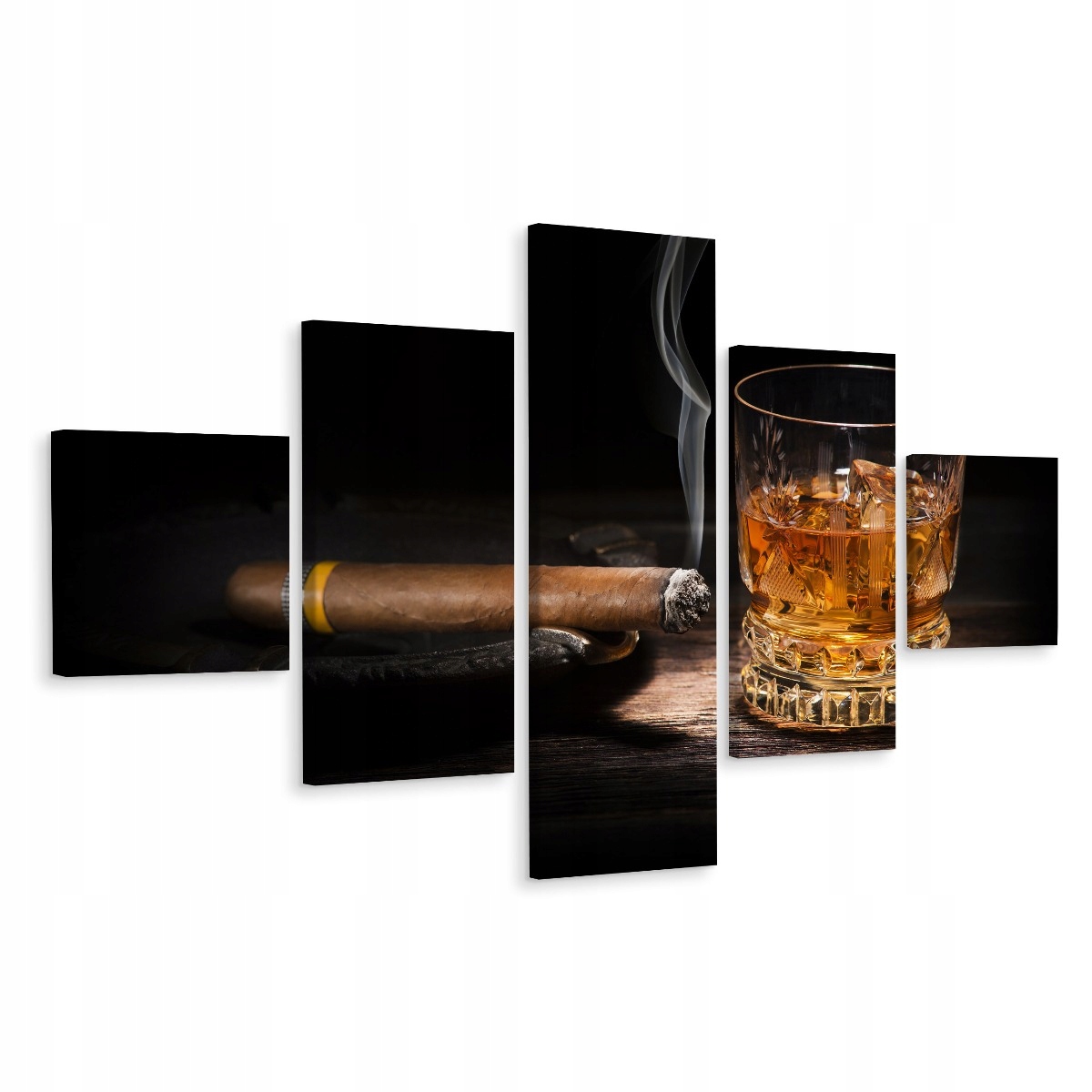Obraz 5-Częściowy Dym Z Cygara Whiskey 3D 250x150