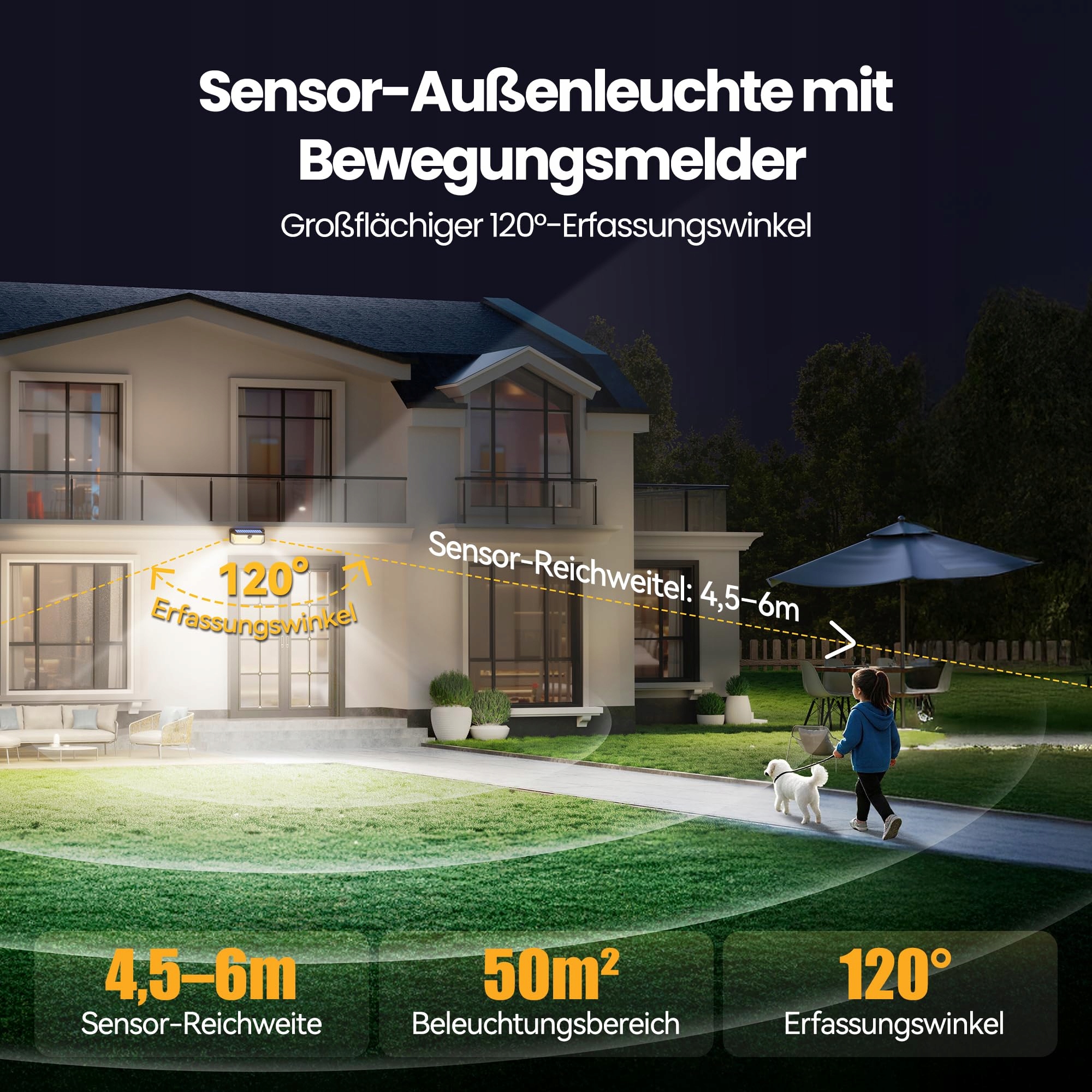 Solarna Lampa Z Czujnikiem Ruchu Do Ogrodu Garażu 546 LED IP66 TECKNET — miniatura 2