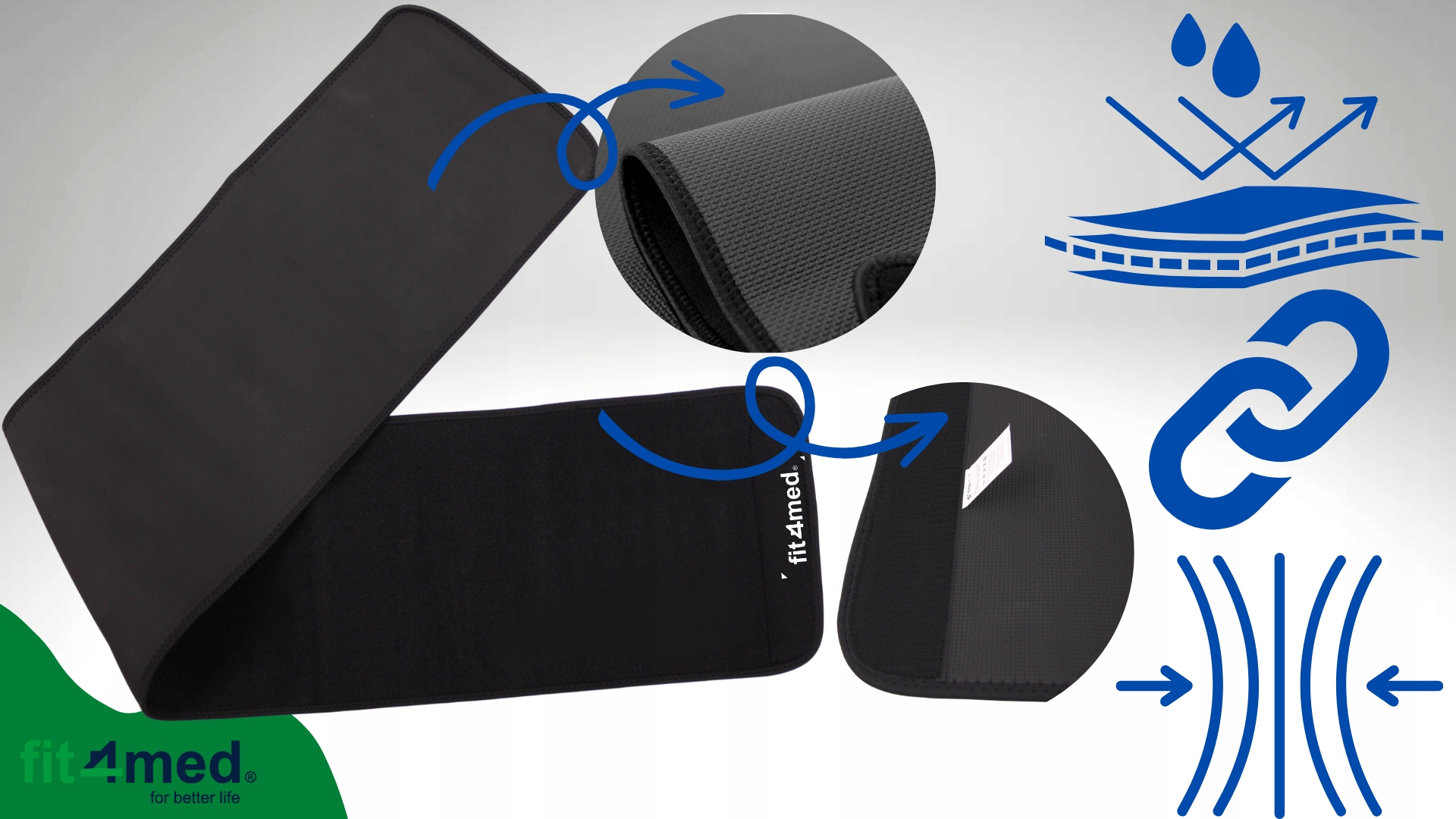 PAS WYSZCZUPLAJĄCY BRZUCH ODCHUDZAJĄCY na brzuch NEOPREN 25cmx130cm JAKOŚĆ Partie ciała biodra brzuch