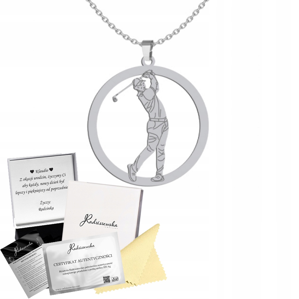 Stříbrný Náhrdelník S Golfistou Řetízek Stříbro 925 Dárek Gravírování