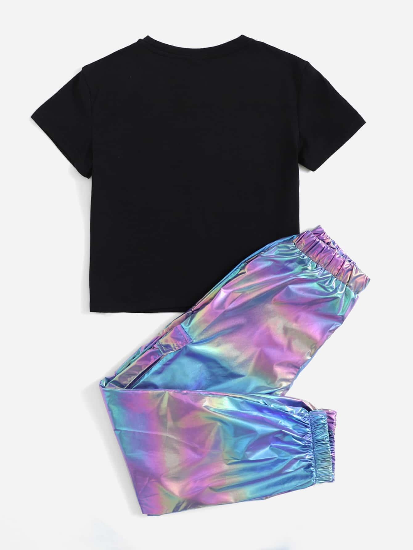 WIELOKOLOROWE SPODNIE METALICZNE ŚCIĄGACZE KIESZENIE SHEIN 152 Marka Shein