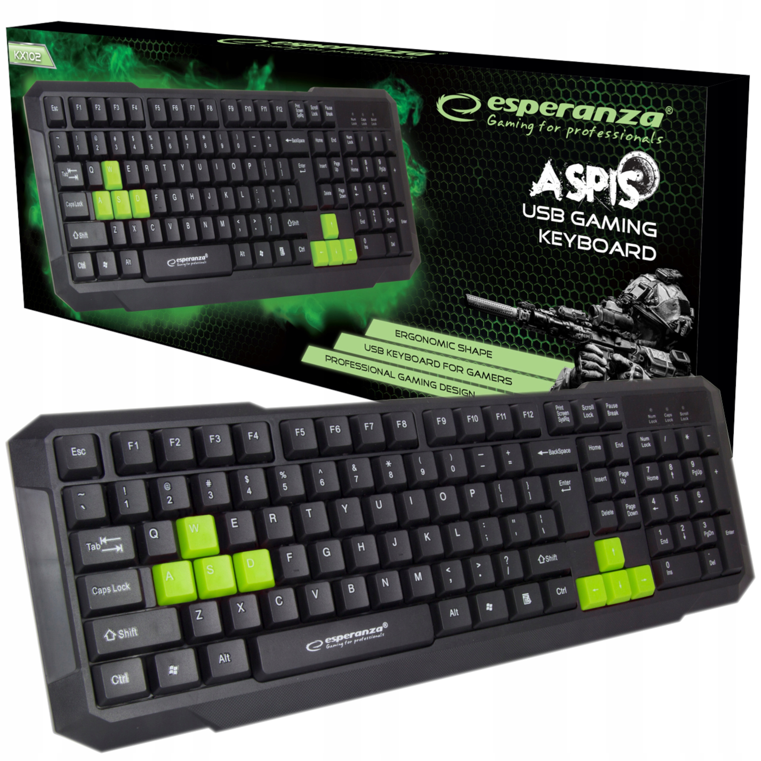 

Klawiatura Usb Przew. Gamingowa Dla Graczy Aspis