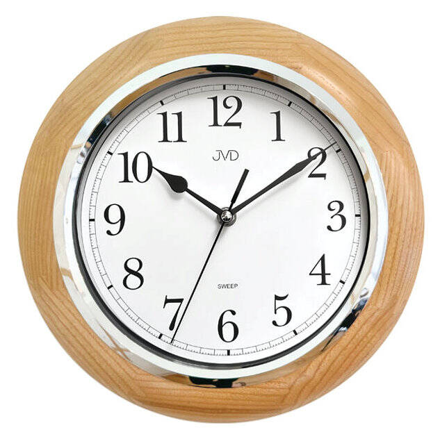 Dřevěné Kulatý Hnědé Tiché Retro Nástěnné Hodiny Jvd NS7111.68 29 cm