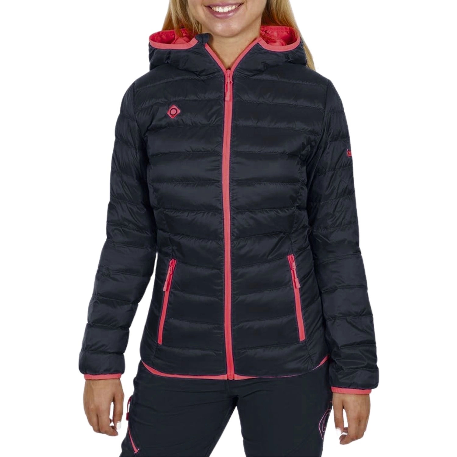 Dámská zimní bunda Izas Musa, prošívaná, péřová, teplá, černá, kapuce vel. XL