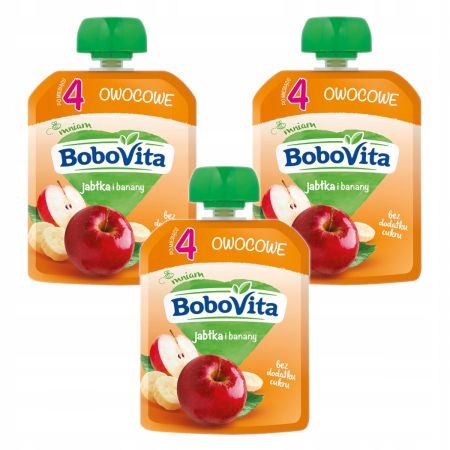Bobovita Mus jabłka i banany po 4 miesiącu 3x80g