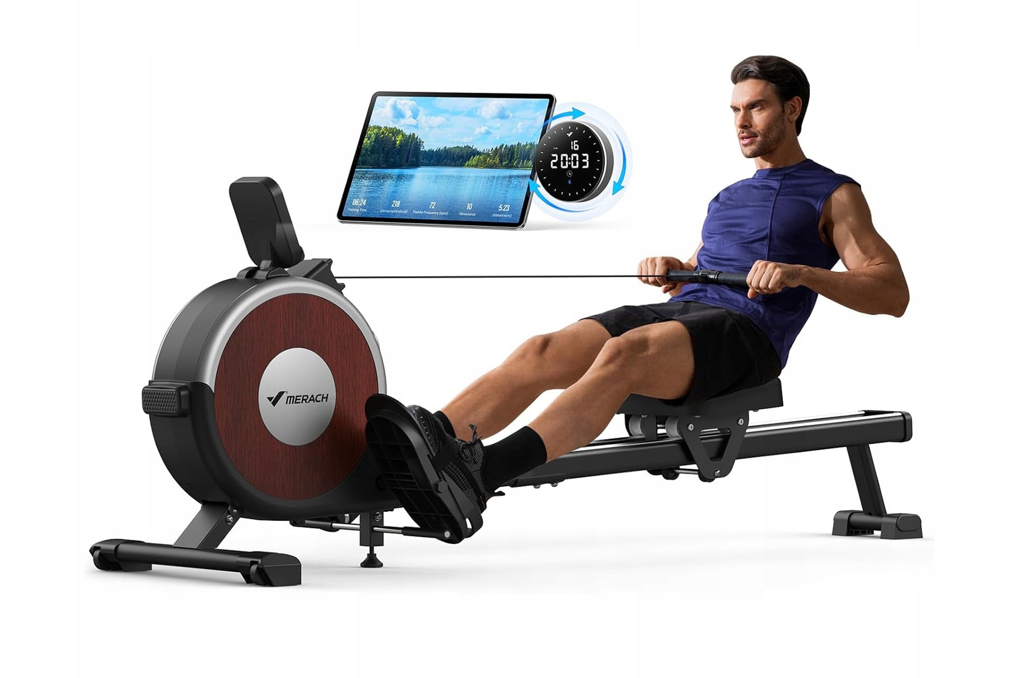 Magnetický veslovací trenažér Q1S Pro Bluetooth 16 úrovní MR-R02B8