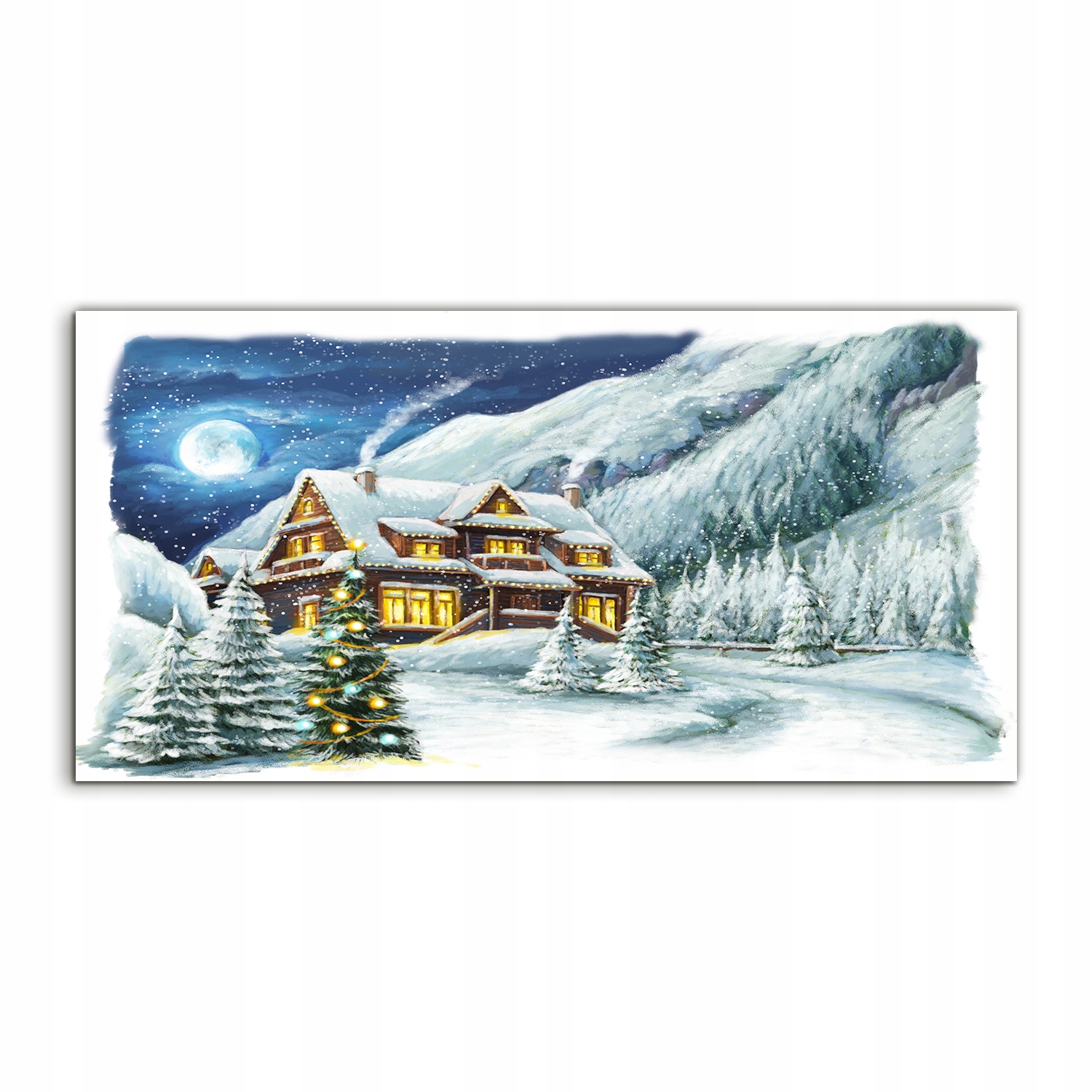 Akrylový obraz 100x50 ako darček Domček v horách Zima