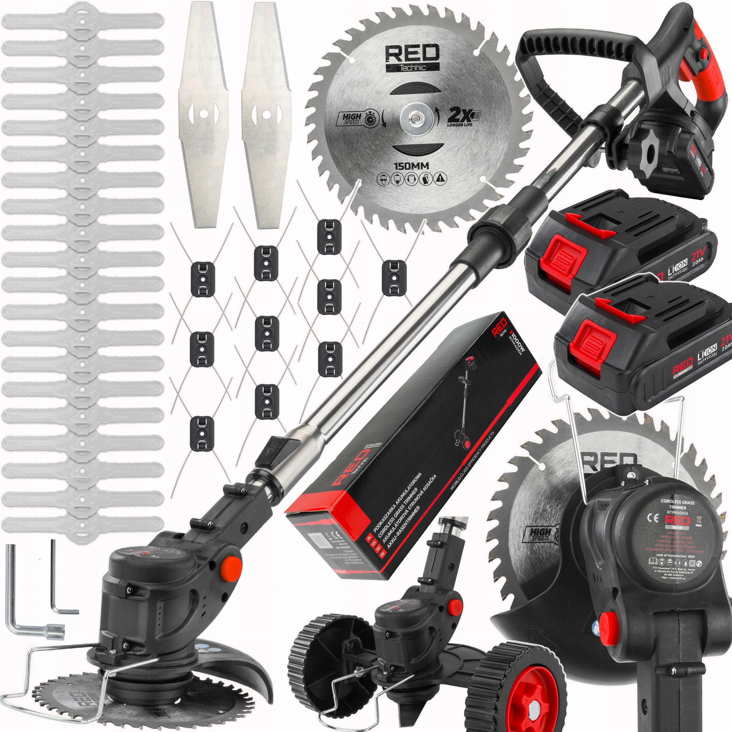 PODKASZARKA AKUMULATOROWA KOSA WYKASZARKA NA KOŁACH RED TECHNIC ZESTAW