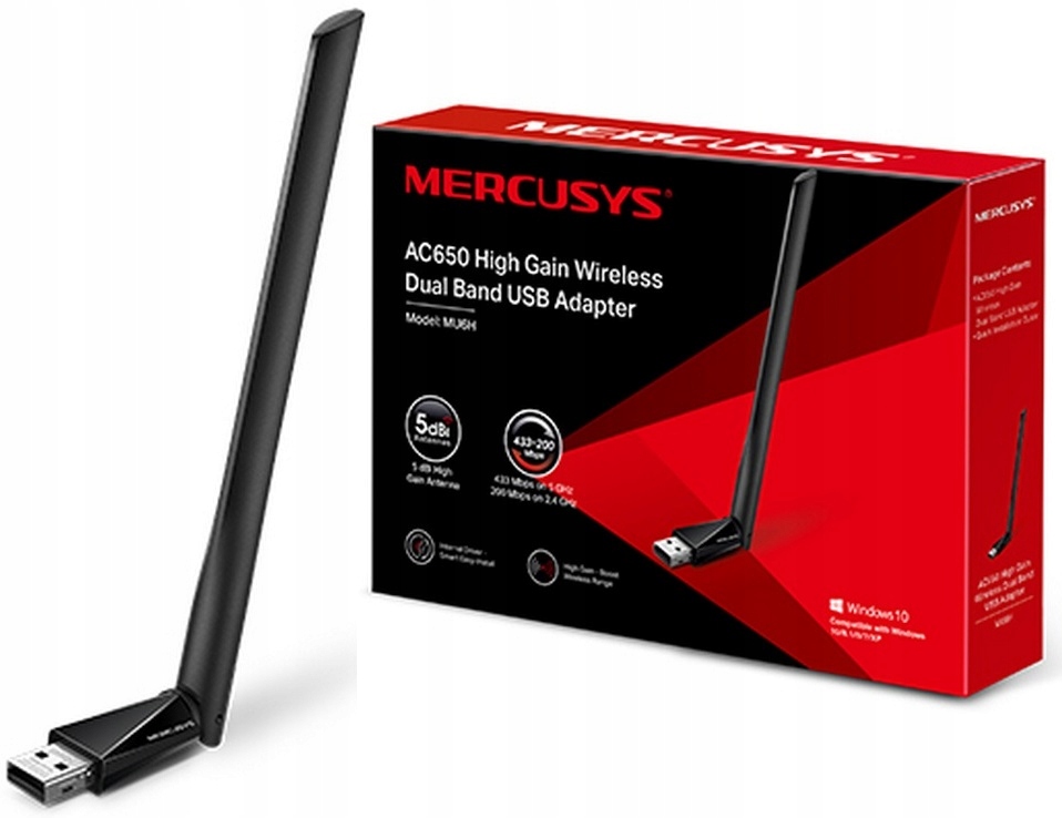 Karta sieciowa WIFI USB TP-LINK Adapter AC650 + ANTENA 5GHz Zewnetrzna DUAL