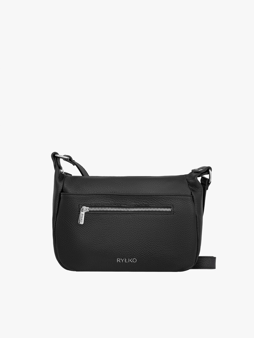 Ryłko Czarna średniej wielkości skórzana torebka