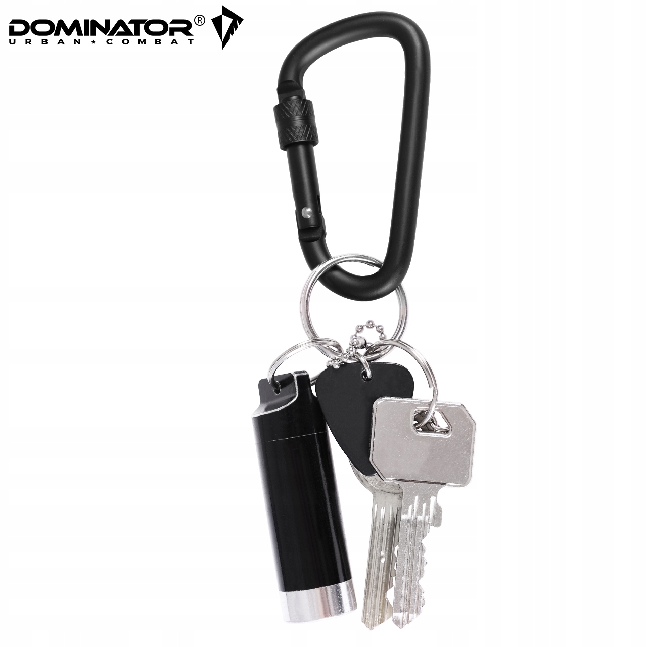 DOMINATOR KARABIŃCZYK Z BLOKADĄ KARABINEK CZARNY Szerokość produktu 4 cm