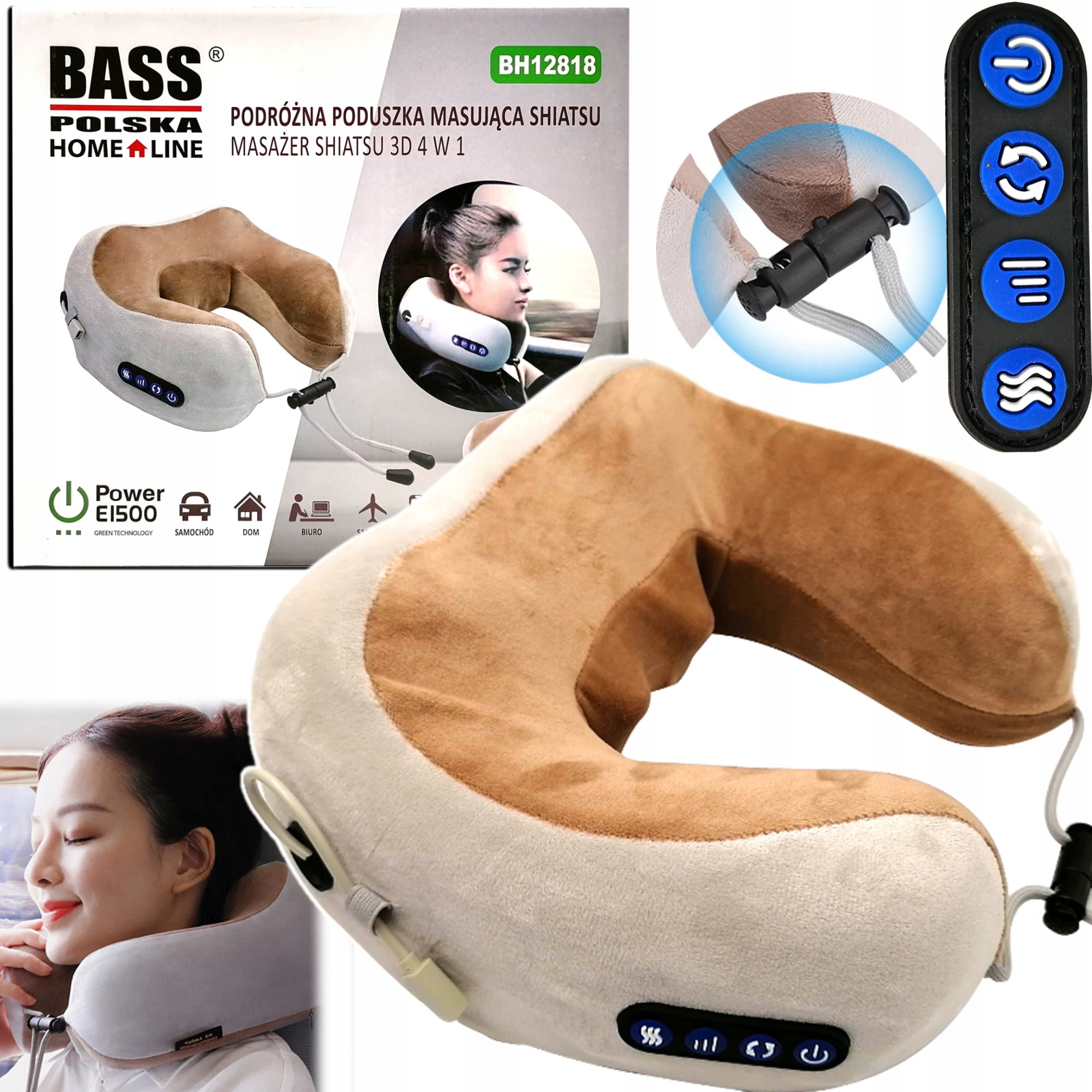 

Poduszka Podróżna Masująca Kark Masażer Shiatsu 3D