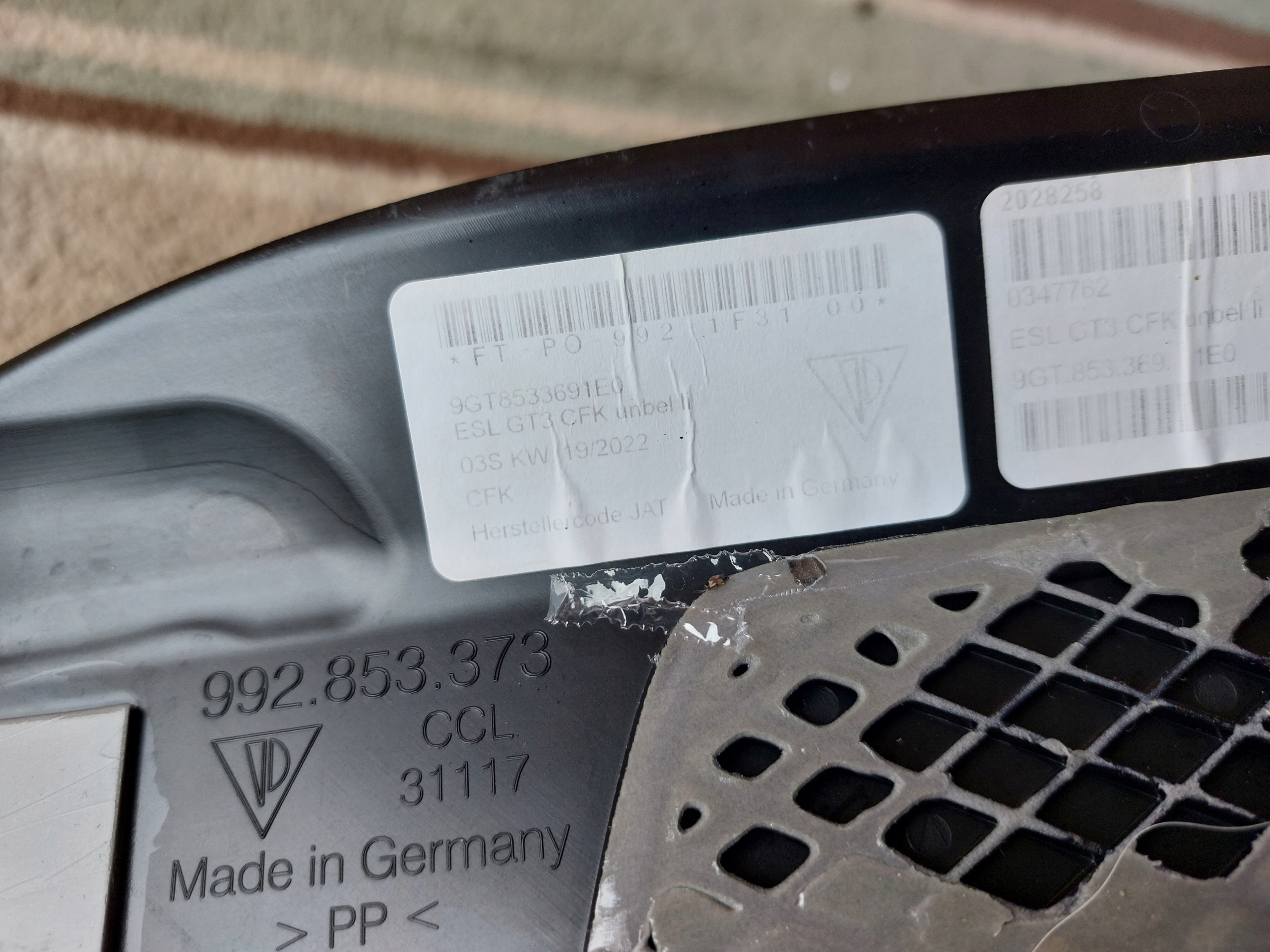 moulding cap threshold PORSCHE 992 GT3 CARBON 22r