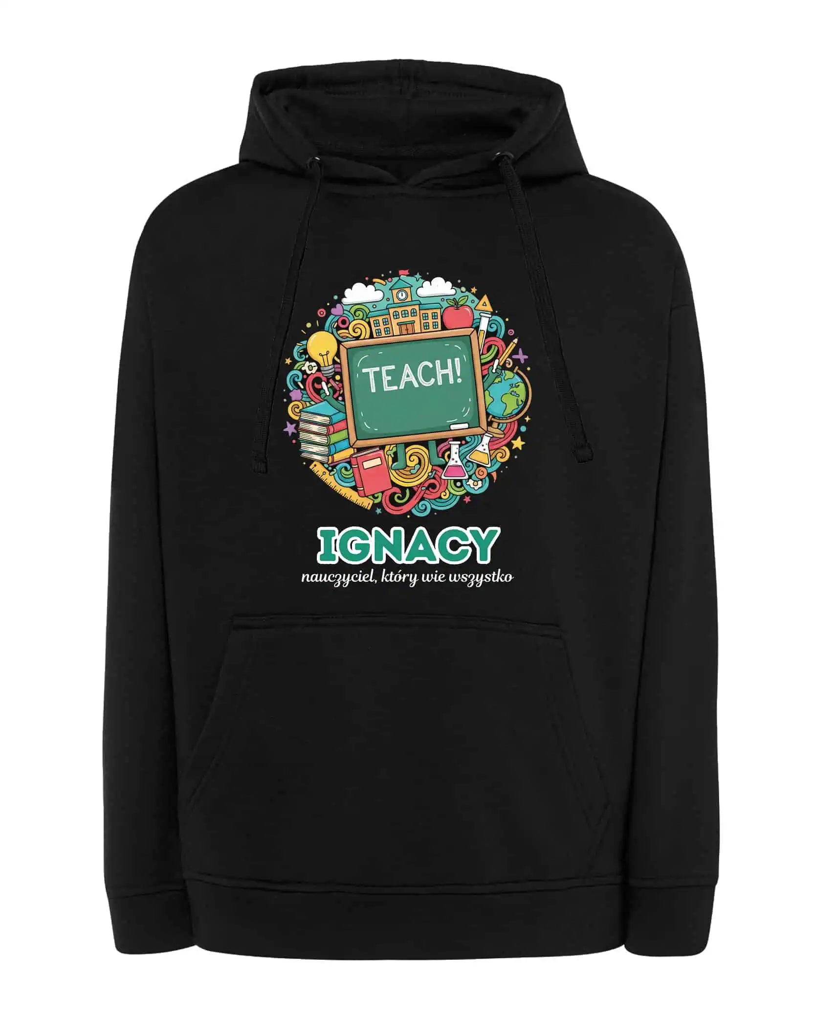 Mikina s kapucí Učitel Personalizovaná Ilustrační Černá M