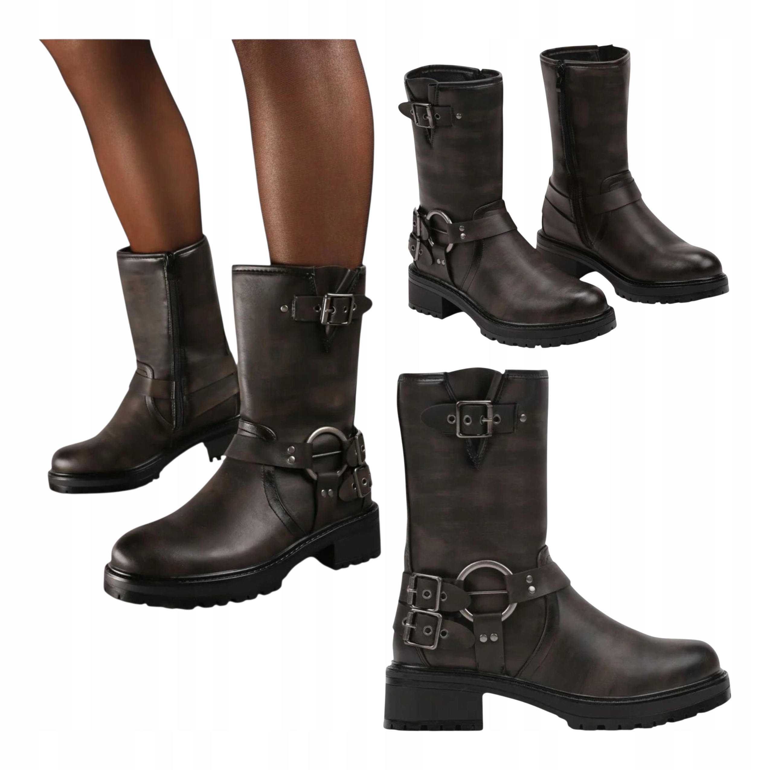 Dámské Kotníkové Boty Zateplené kožené trapery na platformě Vysoké Hnědé 37