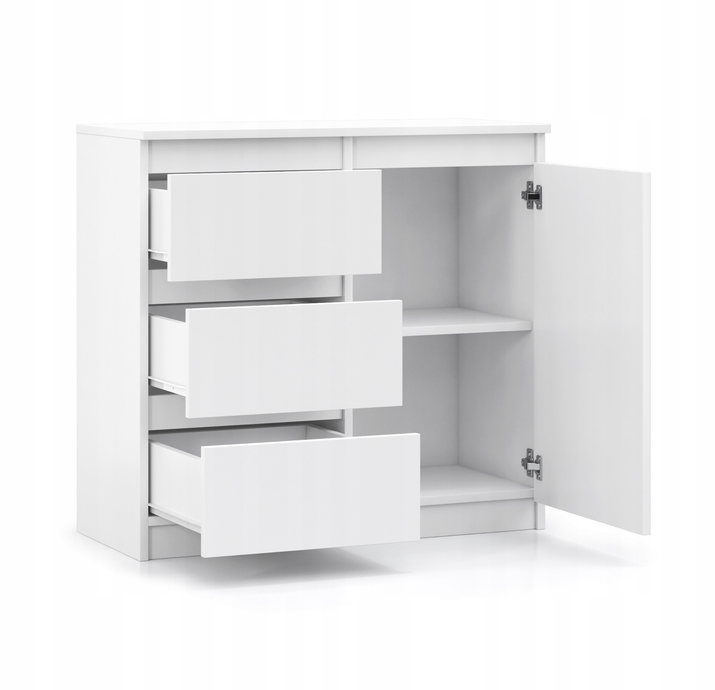 DUŻA POJEMNA KOMODA SZAFKA RTV 3 SZUFLADY DRZWI BIAŁA MAT DĄB SONOMA 80 cm Kod producenta STYL KLASYCZNY