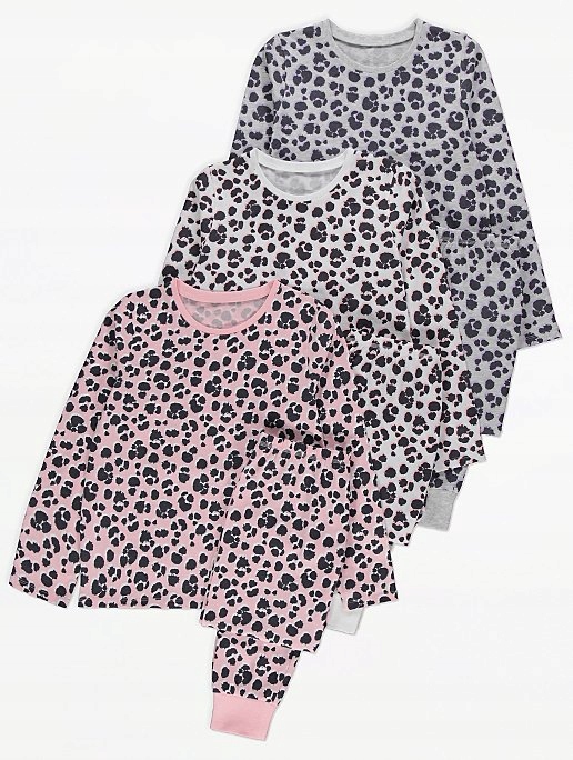 

George 3 pak piżam leopard print 86-92