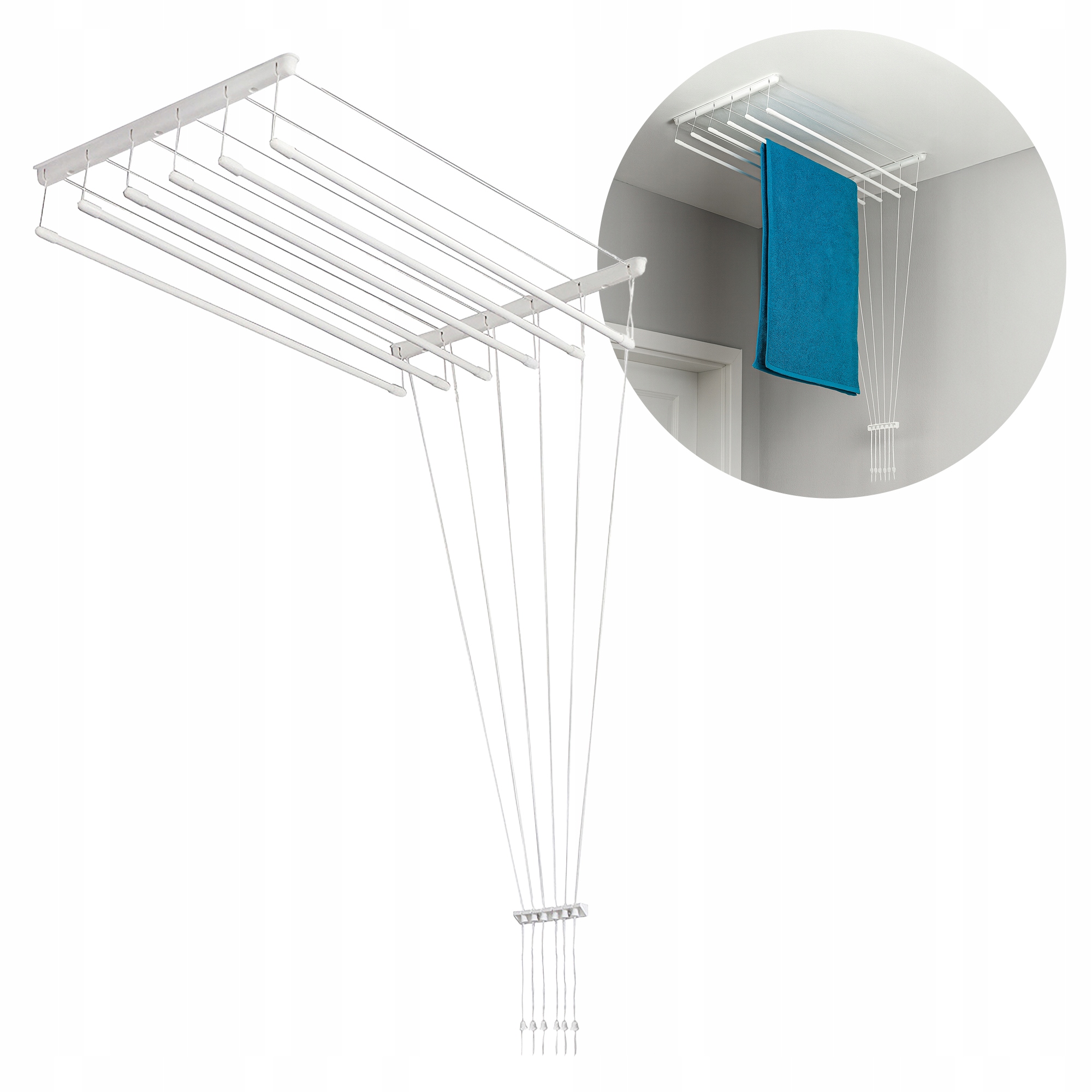 Levně sušák na prádlo stropní 6 tyčí Koupelnový balkon 130 cm