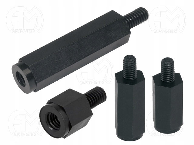 Tulejka dystansowa poliamid czarny; M4X12mm/DR287