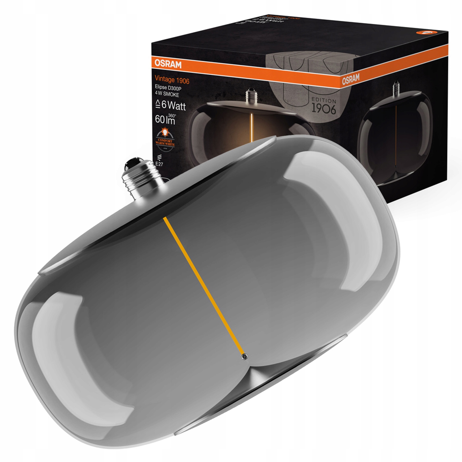 Led žiarovka E27 4W 6W 60lm 1800K 320° dymová Filament Vintage 1906 Osram