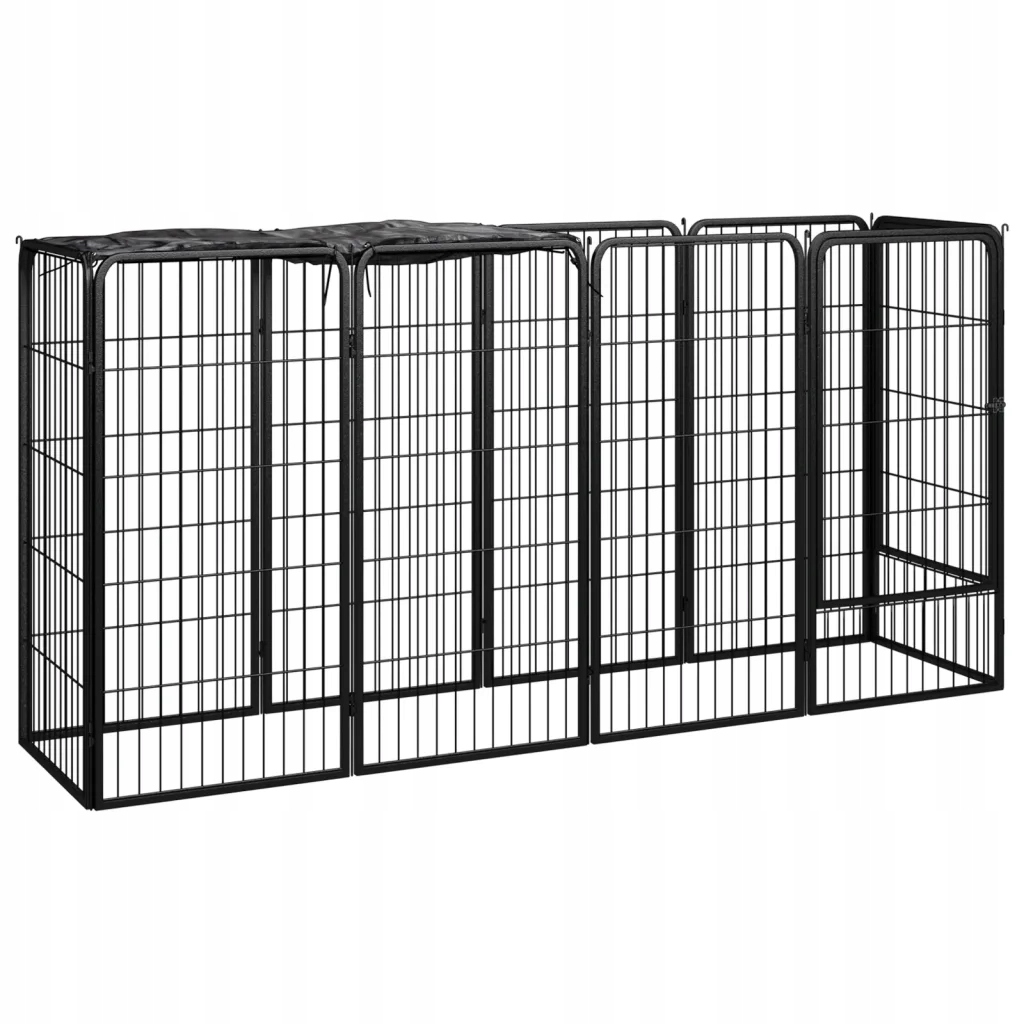 Levně Kotec pro psa, 10 panelů, černá, 50x100 cm, ocel
