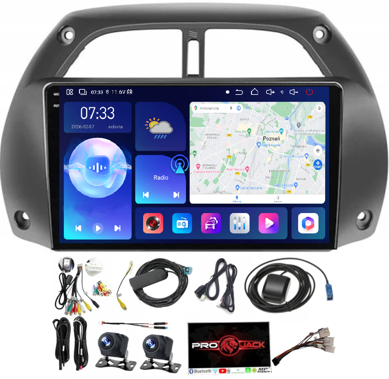 Autorádio Gps Android Bt Toyota Rav 4 2001-2006 Carplay Wifi Usb 6GB 128GB Sim