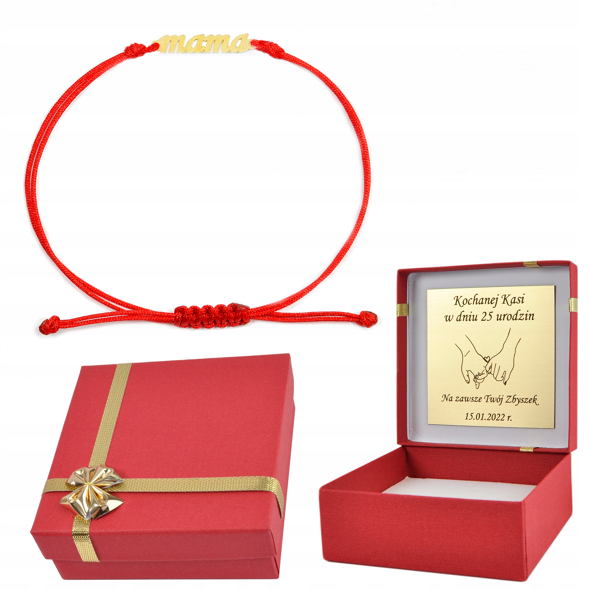 

Bransoletka złota na sznurku mama dla mamy 585