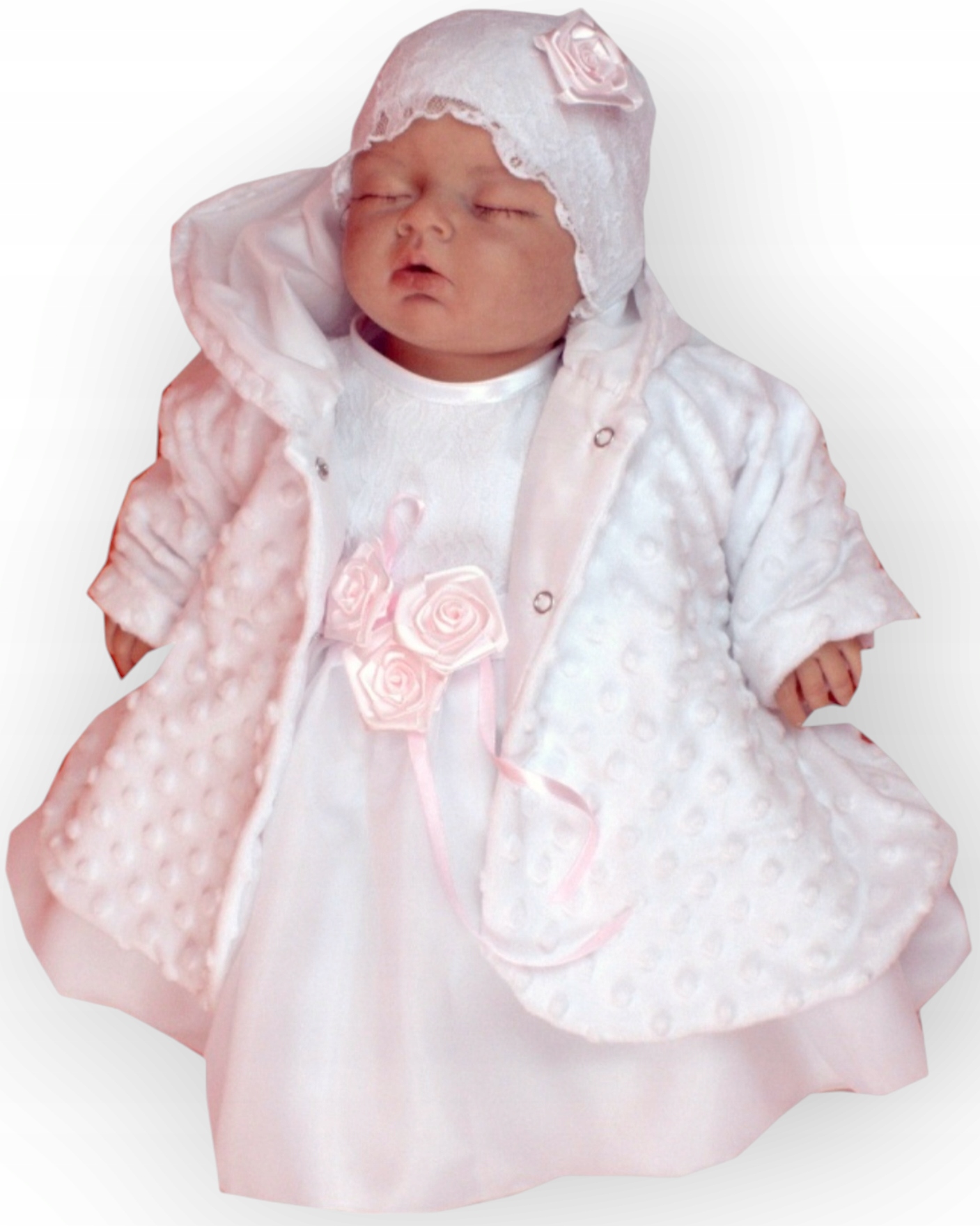 ANDZIA 4 cz Komplet KORONKA do CHRZTU 62-68 WIOSNA