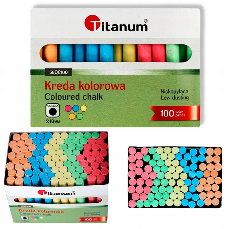 

Kreda tablicowa szkolna kolorowa 100 sztuk