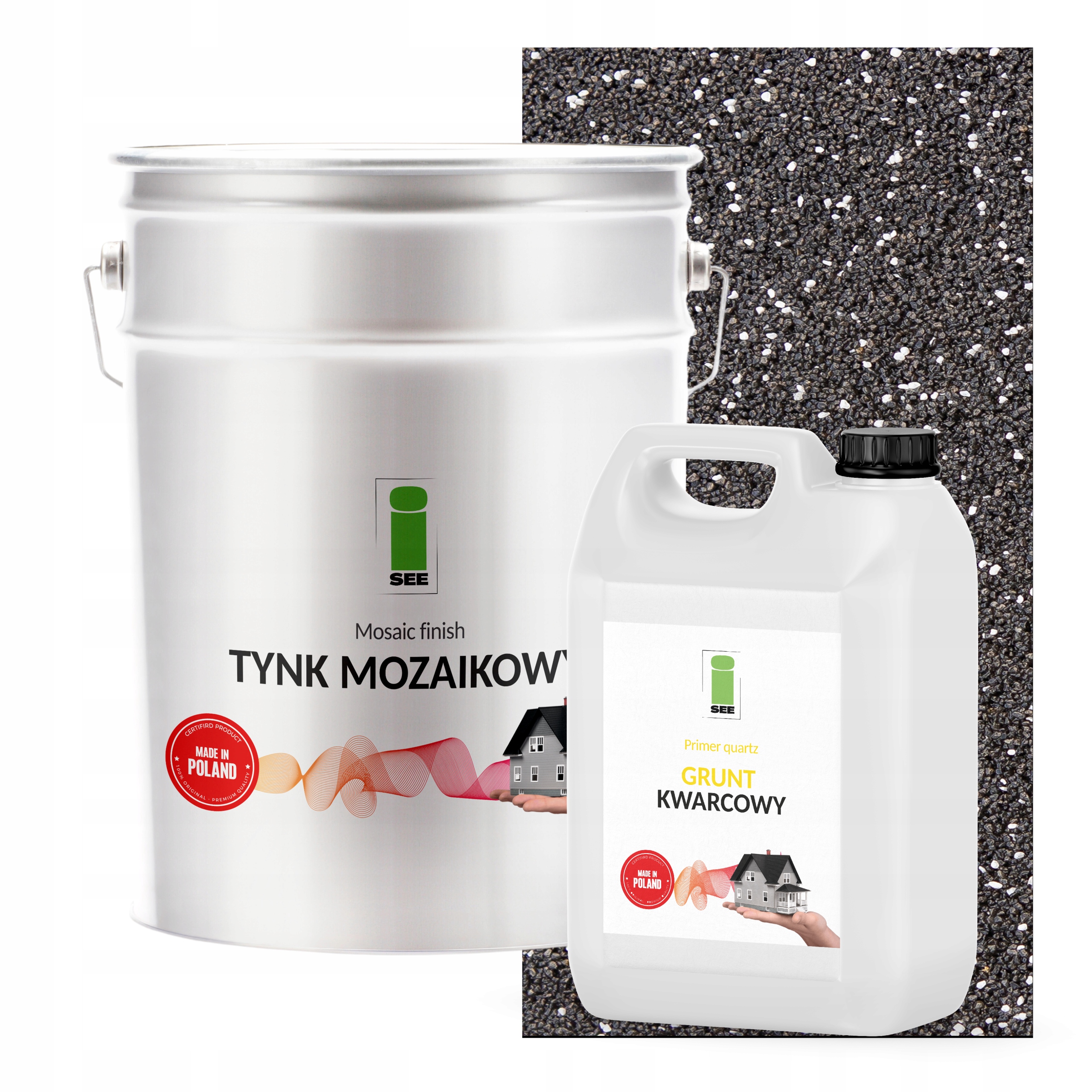 Mozaiková Omietka Čierna S Bielou Základný Náter Vo Farbe 25Kg Sada Na 6,6 m2